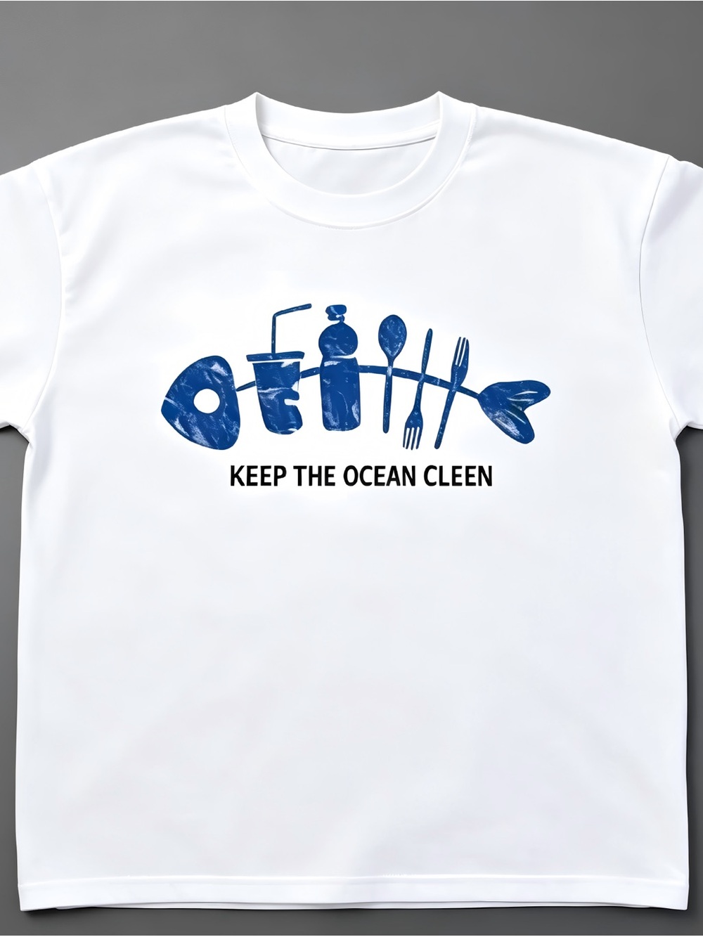 Keep The Ocean Clean Fish Skeleton Graphic Womens Mens T-shirt Unisex